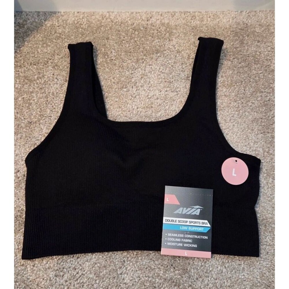 Avia ribbed double scoop sports bra, size large